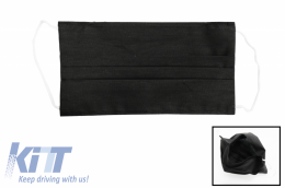 image-4-Package of 5 Black Reusable Masks with Folds 100% Cotton 2 Layers Unisex Washable 5 Filters PPS 330 Microns