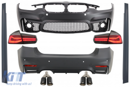 image-27-Комплект за каросерия, подходящ за BMW 3 Series F30 (2011-2019) с LED Задни светлини Динамичен последователни светлини за завиване EVO II M3 CS Дизайн с два двойни Накрайници за ауспух Carbon