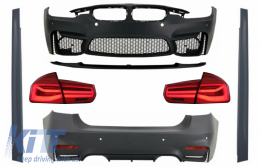 image-30-Пълен комплект за каросерия, подходящ за BMW F30 (2011-2019) с LED Задни светлини Динамичен последователни светлини за завиване EVO II M3 CS Стил Без Фарове за мъгла