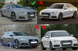 Долна решетка на Броня Странични решетки , подходящи за Audi A4 B9 Sedan Avant (2016-2018) RS4 Дизайн Сребърен Edition-image-6068075