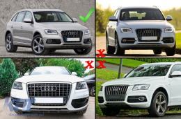 Капаци за Халогени Странични решетки , подходящи за Audi Q5 SUV 8R Facelift (2012-2016) RS Дизайн Черен & Хром-image-6070449