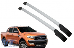 Багажник на покрива, подходящ за Ford Ranger T6 T7 T8 Двойна кабина (2012-2020) Сребърен-image-6069827