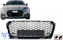 Предна Решетка без значки, подходяща за Audi A5 F5 (2017-2019) RS Дизайн Piano Black-image-6086434