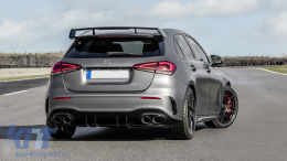 Дифузьор на Задна Броня , подходящ за Mercedes A-Class W177 Хечбек (2018-Up) Черен Накрайници за ауспух-image-6070797