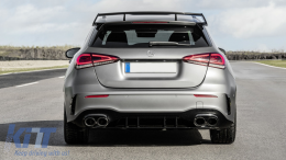 Дифузьор на Задна Броня , подходящ за Mercedes A-Class W177 Хечбек (2018-Up) Черен Накрайници за ауспух-image-6070798