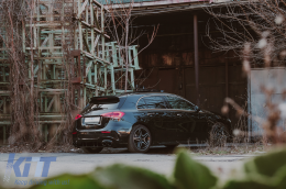 Дифузьор на Задна Броня , подходящ за Mercedes A-Class W177 Хечбек (2018-Up) Черен Накрайници за ауспух-image-6090897