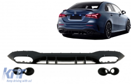 Дифузьор на Задна Броня , подходящ за Mercedes A-Class V177 Sedan (2018-up) Черен ауспух-image-6071004