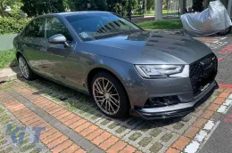 Допълнителен спойлер на предната броня, подходящ за Audi A4 B9 8W Sedan Avant (2016-2018) Piano Black-image-6070890