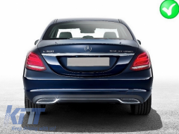 Предна Броня и дифузьор с накрайници на ауспуха Черен подходящи за Mercedes C-Class W205 S205 (2014-2018) C63 Дизайн-image-6068359