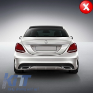 Предна Броня и дифузьор с накрайници на ауспуха Черен подходящи за Mercedes C-Class W205 S205 (2014-2018) C63 Дизайн-image-6068360