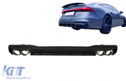 Дифузьор на Задна Броня и накрайници за ауспух, подходящи за Audi A7 4K8 S-line (2018-Up) S7 RS7 Дизайн-image-6069329