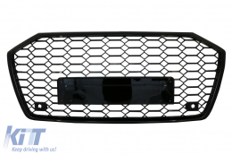 image-54-Централна решетка без значки, подходяща за Audi A6 C8 4K (2018-up) RS6 Дизайн Piano Black