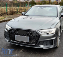 Централна решетка без значки, подходяща за Audi A6 C8 4K (2018-up) RS6 Дизайн Piano Black-image-6069213