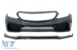 image-23-Предна Броня с истински Carbon лип подходящ за Mercedes C-Class W205 S205 A205 C205 (2014-2019) Лимузина T-Model Купе Cabriolet