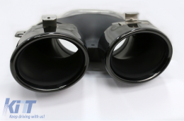 Дефузьор за задна броня с Накрайници за ауспух, подходящ за Mercedes C-Class W205 S205 Спортна линия (2014-2020) C43 Дизайн Нощен пакет-image-6073372