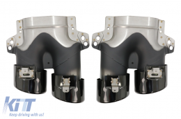 Дефузьор за задна броня с Накрайници за ауспух, подходящ за Mercedes C-Class W205 S205 Спортна линия (2014-2020) C43 Дизайн Нощен пакет-image-6073374