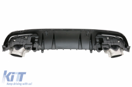 Дефузьор за задна броня с Накрайници за ауспух, подходящ за Mercedes C-Class W205 (2014-2020) и Спойлер за багажник Piano Black-image-6073651