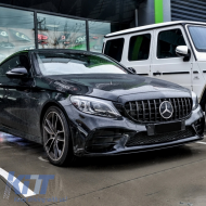 Предна Решетка подходяща за Mercedes C-Class W205 Sedan S205 T-Modell A205 Cabriolet C205 Купе Facelift (03.2018-2020) Черен-image-6093477