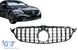 image-60-Предна Решетка подходяща за Mercedes C-Class W205 Sedan S205 T-Modell A205 Cabriolet C205 Купе Facelift (03.2018-2020) Черен