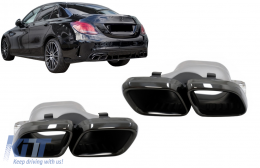 Накрайници за ауспух подходящи за Mercedes C-Class W205 S205 C205 A205 C63 C63S Facelift (2019-up) Черен-image-6076869