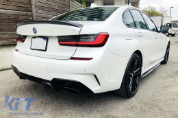 Дифузьор на Задна Броня с накрайници за ауспух, подходящ за BMW 3 Series G20 G28 Sedan G21 Touring (2018-up) M340i M Look Черен-image-6078192