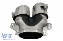 Накрайници за ауспух подходящи за Mercedes A-Class W177 CLA II X118 C118 GLA SUV H247 GLB SUV X247 35 AMG / 45 AMG (2018-) 45S Дизайн Хром-image-6076609