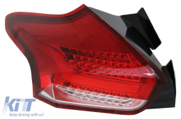 Задни светлини , подходящи за Ford Focus MK 3 Хечбек Facelift (2015-2018) Full LED BAR с преливащи Динамичен последователни Въртящи се светлини, Червено бяло-image-6075085