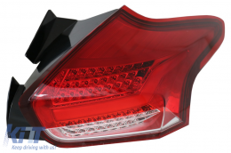 Задни светлини , подходящи за Ford Focus MK 3 Хечбек Facelift (2015-2018) Full LED BAR с преливащи Динамичен последователни Въртящи се светлини, Червено бяло-image-6075086
