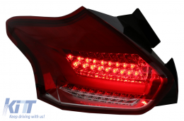 Задни светлини , подходящи за Ford Focus MK 3 Хечбек Facelift (2015-2018) Full LED BAR с преливащи Динамичен последователни Въртящи се светлини, Червено бяло-image-6075089
