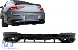 Задна дифузьор и накрайници на ауспуха, подходящи за Mercedes CLA X118 Shooting Brake C118 Купе Спортна линия (2019-up) CLA45S Дизайн Аеродинамичен Нощен пакет-image-6090807