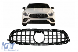 Централна решетка, подходяща за Mercedes E-Class Facelift W213 S213 C238 A238 Спортна линия (2020-Up) GT-R Panamericana Дизайн Черен-image-6079720