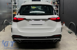 Задна дифузьор със Сребърен Накрайници за ауспух , подходящ за Mercedes GLE W167 SUV V167 Спортна линия (2019-Up) GLE53 Дизайн-image-6127435