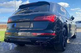 Дифузьор на спойлер на задната броня, двоен изход, подходящ за Audi Q5 SUV FY S-Line (2018-2020) Черен съвети-image-6091882