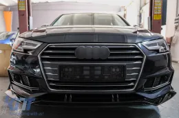 Допълнителен спойлер на предната броня, подходящ за Audi A4 B9 8W S-Line (2016-2018) Piano Black-image-6078216