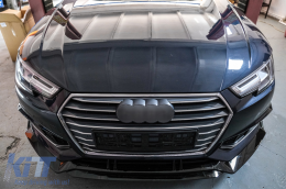 Допълнителен спойлер на предната броня, подходящ за Audi A4 B9 8W S-Line (2016-2018) Piano Black-image-6078217