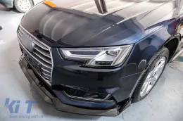 Допълнителен спойлер на предната броня, подходящ за Audi A4 B9 8W S-Line (2016-2018) Piano Black-image-6078220