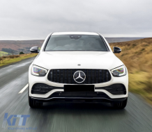 Предна Централна решетка , подходяща за Mercedes GLC X253 C253 Facelift (2020-up) GTR Panamericana Дизайн All Черен-image-6075928