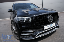 Предна Централна решетка , подходяща за Mercedes GLE SUV W167 V167 GLE Купе C167 Спортен пакет (2019-Up) GTR Panamericana Дизайн All Черен-image-6075919
