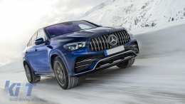 Предна Централна решетка , подходяща за Mercedes GLE SUV W167 V167 GLE Купе C167 Спортен пакет (2019-Up) GTR Panamericana Дизайн Гланцирано черно и Хром-image-6075912