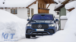 Предна Централна решетка , подходяща за Mercedes GLE SUV W167 V167 GLE Купе C167 Спортен пакет (2019-Up) GTR Panamericana Дизайн Гланцирано черно и Хром-image-6075913