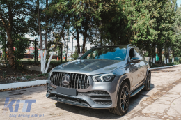Предна Централна решетка , подходяща за Mercedes GLE SUV W167 V167 GLE Купе C167 Спортен пакет (2019-Up) GTR Panamericana Дизайн Гланцирано черно и Хром-image-6087281