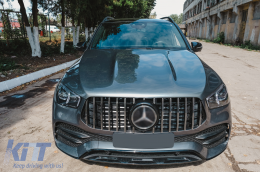 Предна Централна решетка , подходяща за Mercedes GLE SUV W167 V167 GLE Купе C167 Спортен пакет (2019-Up) GTR Panamericana Дизайн Гланцирано черно и Хром-image-6087288