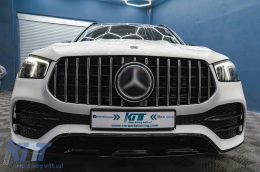 Предна Централна решетка , подходяща за Mercedes GLE SUV W167 V167 GLE Купе C167 Спортен пакет (2019-Up) GTR Panamericana Дизайн Гланцирано черно и Хром-image-6089382