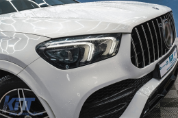 Предна Централна решетка , подходяща за Mercedes GLE SUV W167 V167 GLE Купе C167 Спортен пакет (2019-Up) GTR Panamericana Дизайн Гланцирано черно и Хром-image-6089383