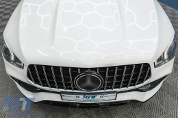 Предна Централна решетка , подходяща за Mercedes GLE SUV W167 V167 GLE Купе C167 Спортен пакет (2019-Up) GTR Panamericana Дизайн Гланцирано черно и Хром-image-6089387