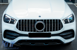 Предна Централна решетка , подходяща за Mercedes GLE SUV W167 V167 GLE Купе C167 Спортен пакет (2019-Up) GTR Panamericana Дизайн Гланцирано черно и Хром-image-6095125
