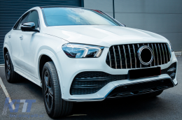 Предна Централна решетка , подходяща за Mercedes GLE SUV W167 V167 GLE Купе C167 Спортен пакет (2019-Up) GTR Panamericana Дизайн Гланцирано черно и Хром-image-6095131