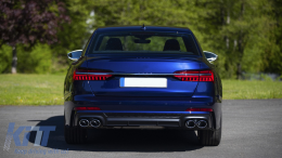 Дифузьор на Задна Броня и накрайници за ауспух, подходящи за Audi A6 C8 4K Avant Sedan (2018-up) S6 Дизайн Матово черно-image-6080100
