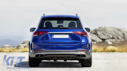 Задна дифузьор със Сребърен Накрайници за ауспух , подходящ за Mercedes GLE W167 SUV V167 Спортна линия (2019-Up) GLE 63 Дизайн-image-6079654