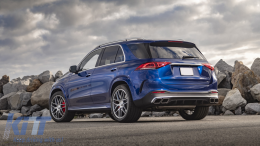 Задна дифузьор със Сребърен Накрайници за ауспух , подходящ за Mercedes GLE W167 SUV V167 Спортна линия (2019-Up) GLE 63 Дизайн-image-6079657